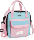 Tactical Lunch Box Kids, Large Insulated Lunch Bag for Girls, Cooler Lunchbag, Square Toddler Lunchbox, Back to School Daycare Lunch Tote Pail with Water Bottle Holder Shoulder Strap, Pink