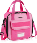 Tactical Lunch Box Kids, Large Insulated Lunch Bag for Girls, Cooler Lunchbag, Toddler Square Lunchbox, School Daycare Lunch Tote Pail with Water Bottle Holder Shoulder Strap, Rose Red